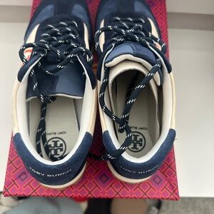 Tory Burch Navy and White Sneakers